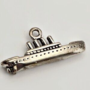 Vintage Sterling Silver Ship Charm Nautical Boat Pendant Maritime Jewelry 1970s